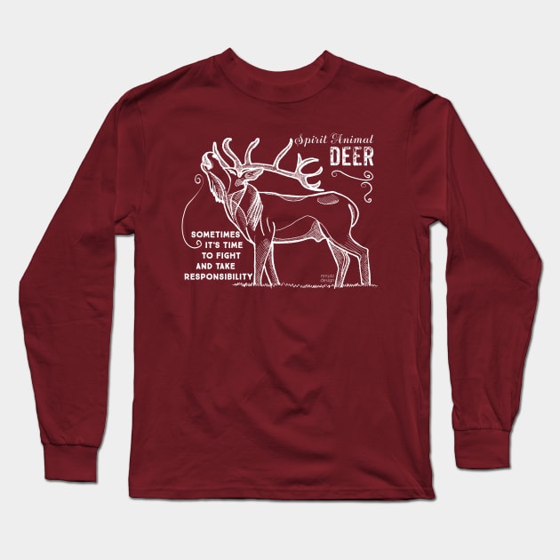 Spirit animal - Deer - white Long Sleeve T-Shirt by mnutz